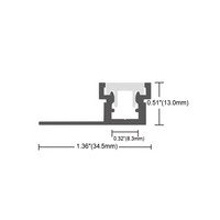 34.5x13Mm pour barres de plafond, bandes d'éclairage, Profil linéaire encastré, canal Alu, cloisons sèches, plâtre mural en Aluminium, Profil LED
