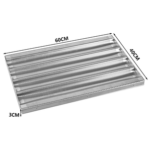 Plateau à pain français à 5 rangées, <span class=keywords><strong>60</strong></span> x 40 cm, en aluminium perforé, plateau à baguette avec cadre - Product Image 5
