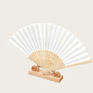 Wholesale Customized Hand Fan Bamboo Crafts White Fans for Wedding Favors Portable Blank Paper Fan Gifts Guest