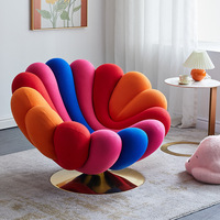 Sillón Giratorio de Diseño Moderno y Sencillo, Modelo 2023-5 Sunflower, de Metal, para Espacios Pequeños