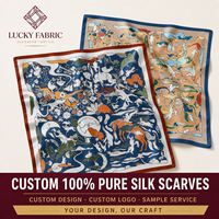 Foulard Carré en Soie Pure Premium 50x50cm Froissé Réversible Lotus pour Femme, Accessoire de Mode pour Sac, Commande en Gros, Vente au Détail pour Boutiques