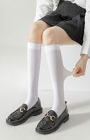 Chaussettes noires et blanches standard respirantes en nylon tricoté de compression CLASSE 1, longueur genou, pour femme, style JK, pour l'été