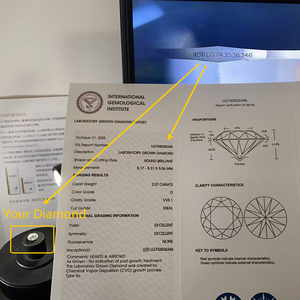 Diamantes Cultivados en Laboratorio con Certificado IGI GIA, Grado ID/EX EX, Color D E F, Claridad VVS VS, Diamantes Sintéticos al por Mayor, Diamantes de Laboratorio HPHT CVD - Product Image 2