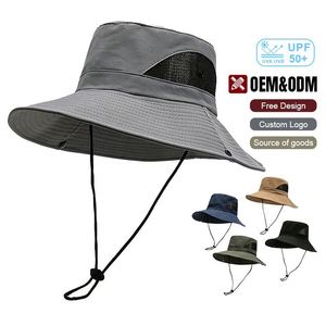 Custom Outdoor Mountaineering Adjustable Breathable Outdoor Fisherman Hat Cycling Fishing Hat <b>Sunscreen</b> Wide Brimmed Bucket Hats - Product Image 1