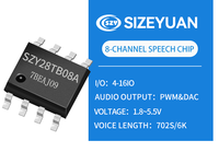 SZY28TB08A SIZEYUAN Puce vocale MCU 8 canaux 32 bits, MIDI 16 canaux, Flash 8 Mo, 1.8-5.5V, Taïwan, 0~70°C, pour jouets programmables et boîtes à musique