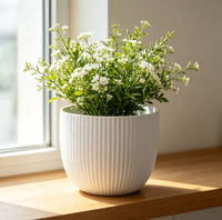 Pot de fleurs en plastique classique, moderne, minimaliste, simple, écologique, durable, à rayures verticales, pour la maison, vente en gros