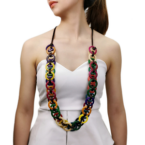 Collier long en coquille de noix de coco multicolore fait à la main ORIGINAL, pendentif en corde bohème, bijoux ethniques rétro pour femmes - Product Image 1