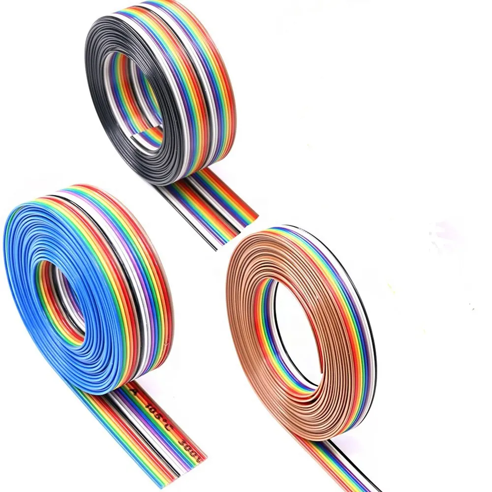 China made 18 awg 12 pin flex rainbow flat ribbon wire cable