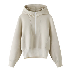 <span class=keywords><strong>Felpe</strong></span> con Cappuccio da <span class=keywords><strong>Donna</strong></span> in Cotone Traspirante con Zip a Quarto, Design a Pannelli, Vestibilità Ampia, Personalizzabili con Logo, Alta Qualità - Product Image 2