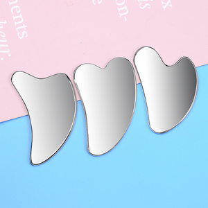 Chất Lượng Cao 304 Y Tế Mặt Thép Không Gỉ Guasha Hội Đồng Quản Trị Biểu Tượng Tùy Chỉnh Bạc Skincare Kim Loại Scraper Bền Mặt Gua SHA Công Cụ - Product Image 2