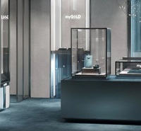 Vitrines de présentation de montres et bijoux modernes GZowin de haute qualité avec éclairage LED, combinaison de meubles d'îlot hauts et durables, personnalisables