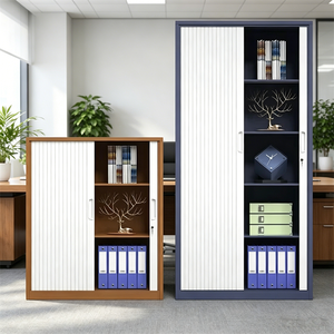 Armoire de bureau en acier à porte coulissante, avec serrure antivol, style minimaliste moderne, mobilier commercial - Product Image 2