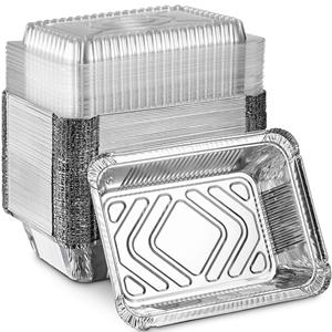 Barquette jetable en aluminium de 450 ml avec couvercle en carton et plastique pour plats à emporter - Product Image 1