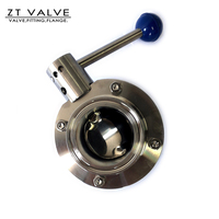 Pegangan 304 316L Dn150 250 300 6 "Clamped/berulir/lasan Tri Clamp Ferrule Stainless Steel sanitasi butterfly Valve