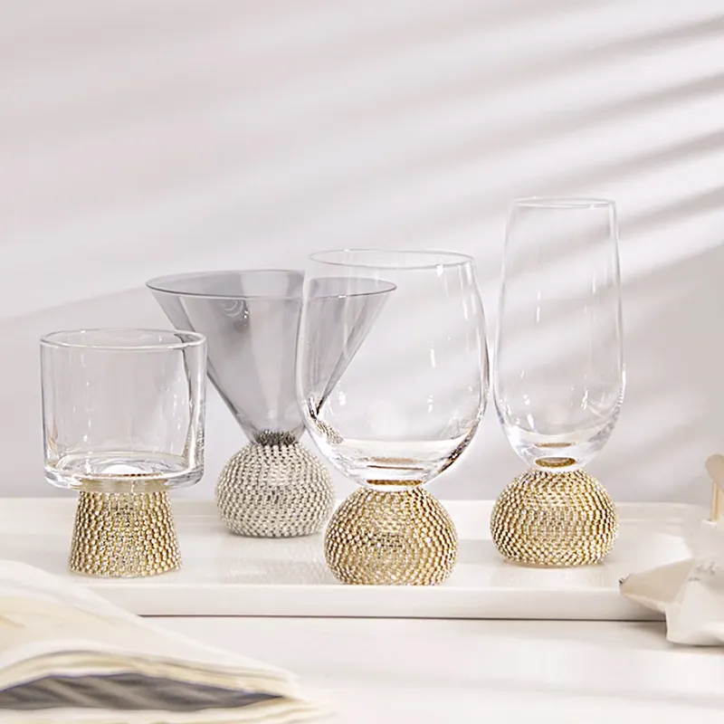 Wedding Toasting Gold Rim Champagne Flutes Crystal Sparkling Diamond Wine Cocktail Martini Drinking Glasses