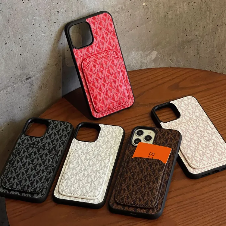 Funda de teléfono con bolsillo para tarjeta de cuero de lujo con diseño de marca Popular para iPhone 15 Pro Max 14 13 12 11 Pro X XR XS 7 8