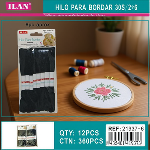 Filo da Ricamo Ilan 30s/2*6 Nero, Confezione da 8 Pezzi, Ideale per Punto Croce e Lavori Artigianali - Product Image 3