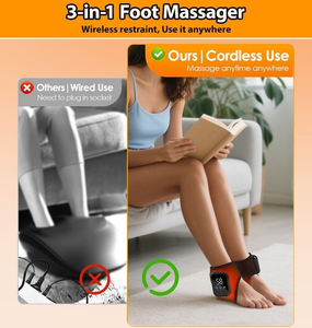 USB Rechargeable Cordless Foot <b>Massager</b> Ankle Wrap and Belt with Hot Compress and Vibration for Plantar Fasciitis - Product Image 3