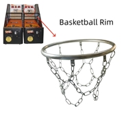 Panier de basket-ball JSJM pour machine d'arcade, pour adultes et enfants, fonctionne avec des pièces de monnaie, acier de haute qualité, argenté, prise américaine, 48,5 cm