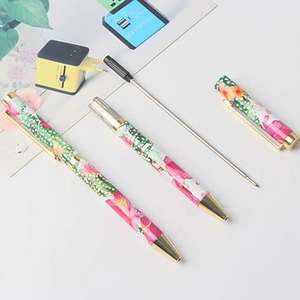 Cadeau promotionnel, stylo personnalisé avec motif floral, impression florale par transfert thermique, stylo à bille en métal - Product Image 3