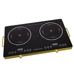 ダブルバーナーブラッククリスタルプレート3500W赤外線炊飯器SKDCCDセラミックパネル電気赤外線ストーブ炊飯器