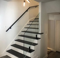 Rampe en acier inoxydable de haute qualité résistante à la rouille, design moderne minimaliste, balustrade en verre trempé