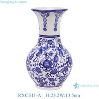 Vase décoratif en céramique de petite taille, style moderne, motif floral bleu et blanc, RXCE11-A-B-C