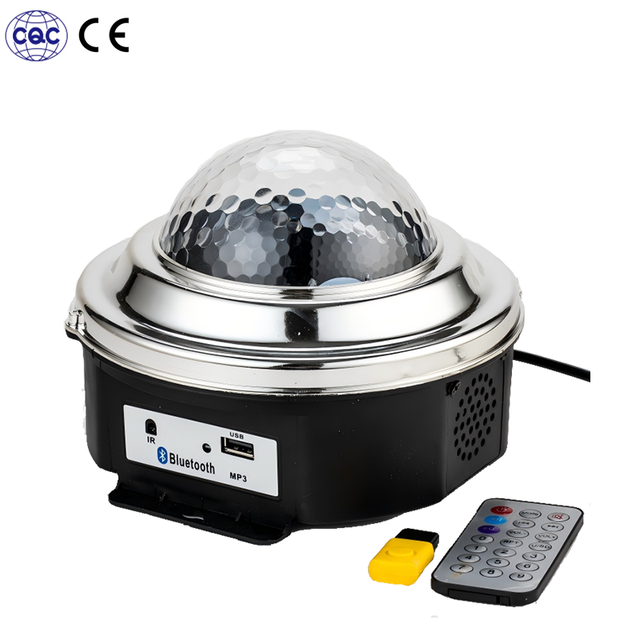 Wireless Rechargeable BT Speaker with 6-Color LED Disco Ball - Rotating Crystal, Remote Control, Laser Projection | Supports USB