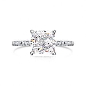 Anillos de Compromiso Dylam Impresionantes de Plata de Ley 925 con Circonita Cúbica 8A de Corte Radiante Cuadrado de 3 Quilates, Anillos de Promesa de Boda - Product Image 1