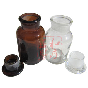 Laboratory Glass Bottles Wide Mouth Round Brown Clear With Ground Glass Stopper For Chemical Storage - Product Image 2