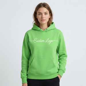 Sweat-shirt à capuche unisexe vert avec logo personnalisé, sweat-shirt décontracté en coton mélangé avec poche kangourou, sweat-shirt streetwear personnalisé - Product Image 4