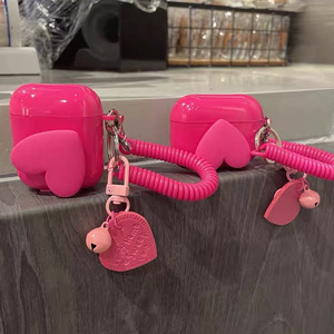 เคสใส่หูฟังแบบครอบเต็มรูปแบบมีจี้รูปหัวใจสีแดงกุหลาบสำหรับ1/2เคสอ่อนสำหรับเด็กผู้หญิง - Product Image 1