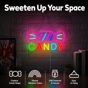 Halloween Candy Letreros Neon LED dimmable USB powered ambient <b>light</b> store <b>window</b> decoration <b>light</b> street indicator <b>light</b> 5V - Product Image 1