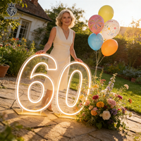 Enseignes néon LED en acrylique de 2 et 3 pieds, chiffres décoratifs pour anniversaires 30, 40, 50, 60, 70 ans