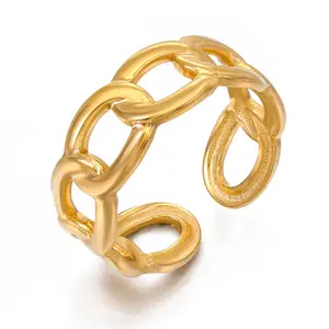 Mifen Top qualité Couple en acier inoxydable en forme de U chaîne en or ouvert bagues femmes géométrique Knuckle anneau bijoux