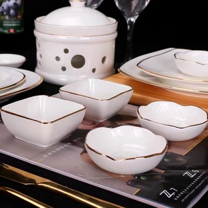 Assiettes d'assaisonnement carrées à bord doré plat de saveur en céramique petits plats de Sauce plats de vinaigre de soja trempage <span class=keywords><strong>bol</strong></span> bon marché - Product Image 2