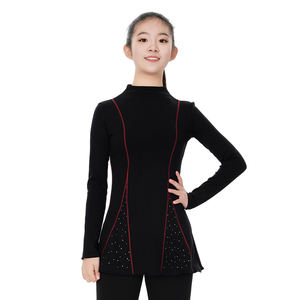 LA CICOGNA Robe de patinage artistique pour filles Noir Rouge <span class=keywords><strong>Classique</strong></span> Color-Block Compétition Entraînement Personnalisé Automne Hiver Patinoire Porter - Product Image 6