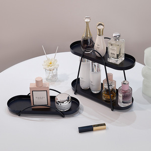 Cosmetic Organizer Double Layer Iron Desk Storage Rack For Makeup Jewelry Display Home Decor - Product Image 2