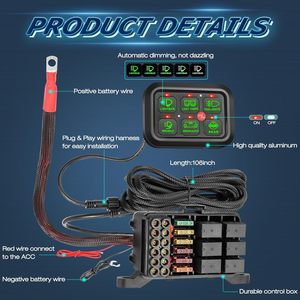 6 gang chuyển đổi bảng điều khiển phổ mạch điều khiển Hệ ThốNg TiếP sức hộp tự động Dimmable on-off Led cảm ứng chuyển đổi bảng điều chỉnh cho Xe thuyền - Product Image 2