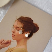 Boucles d'oreilles pendantes en perles d'eau douce naturelles baroques irrégulières, style français, élégantes, plaquées or véritable, argent 925