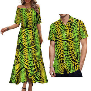 Prezzo all'ingrosso di fabbrica personalizzato <span class=keywords><strong>grande</strong></span> formato estate Aloha uomo camicia partita Samoan stampa signore mezza manica Maxi abito coppia di abbigliamento - Product Image 1