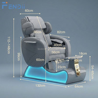 Mobilier de salon de manucure, système de bain de pieds de luxe, fauteuil de pédicure électrique inclinable avec bassin en verre cristal