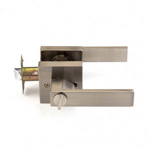 Modern Sliding Door Lock Set Aluminum Handle 60mm Bright Chrome Plated <b>Square</b> Privacy Lever Lock Right Left Sided ANSI Grade 2 - Product Image 5