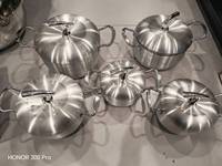 Casseroles de cuisson 5 pièces batterie de cuisine profonde nouveauté forme de pomme 16 + 18 + 20 + 22 + 24CM en alliage d'aluminium cuisine marmite