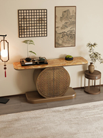 Nouvelle console en bois massif de style chinois avec plateau en marbre, rangement dissimulé mobile pour salon, meuble d'entrée au design créatif