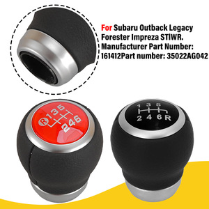 Subaru Gear <b>Shift</b> <b>Knob</b> Leather Manual Transmission Red Black Ergonomic Design - Product Image 2