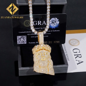 Collar de Hip Hop con Colgante de Jesús, Plata 925, Moissanita VVS, Chapado en Oro, Estilo Iced Out, Compatible con Cadena de Tenis - Product Image 3