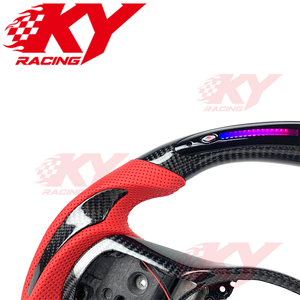 Volant de course en fibre de carbone avec LED et indicateur de régime pour Mitsubishi Lancer Evolution EVO X 2008 2009 2010 2011 2012 2013 2014 2015 - Product Image 2