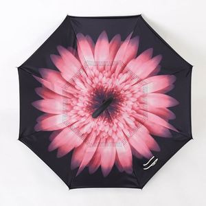 Parapluie inversé double couche à ouverture manuelle, design minimaliste, anti-goutte, en polyester, pour voiture, motif imprimé - Product Image 3