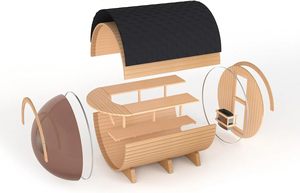 Sauna panoramique en bois <span class=keywords><strong>d</strong></span>'extérieur pour 4 à 6 personnes, poêle électrique 220V 6kW, construction en bois massif, toit en <span class=keywords><strong>bardeaux</strong></span> <span class=keywords><strong>d</strong></span>'<span class=keywords><strong>asphalte</strong></span> - Product Image 5